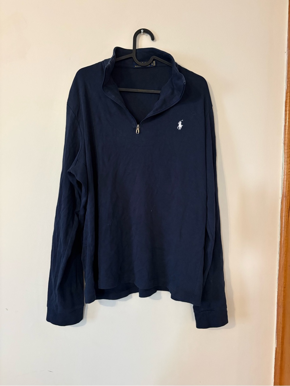 Polo by Ralph Lauren Navy Half-Zip Pullover with White Polo Logo Large